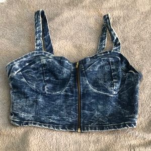 Denim crop top tank top